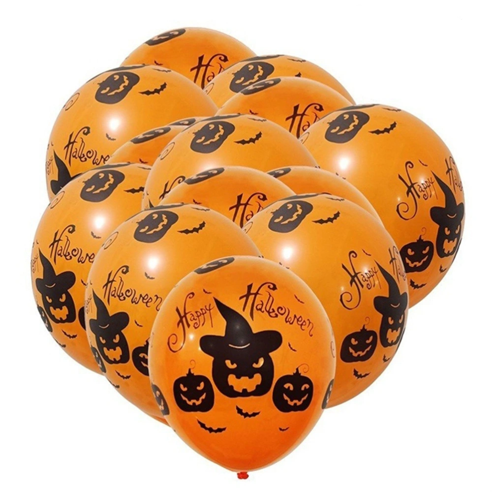 10pcs Halloween Balloons Spooky Pumpkin 12inch Latex Round Shape Balloons Party Supplies Decorations