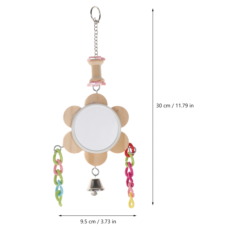 Pet Birds Swing Parrot Cockatiel Cage Toy Swing Hanging Chewing Toy Mirror