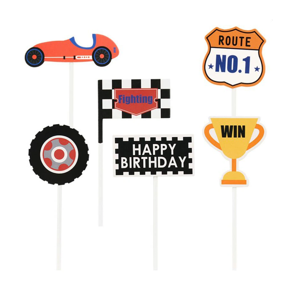 30PCS Racing Car Trophy Checkered Flag Cake Topper Birthday Cake Cupcake Dessert Topper Picks Cake Decoration Party Supplies