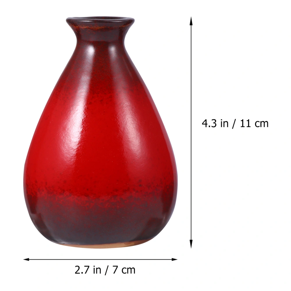 1pc Ceramic Vase Simple Elegant Flower Arrangement Dry Flower Vase Desktop Decoration for Office Hotel Home (Red)