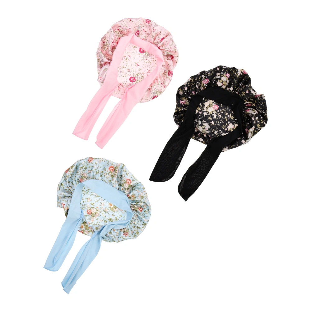 3pcs Practical Kid Bonnets Supple Satin Sleeping Hats Bathing Caps for Kids