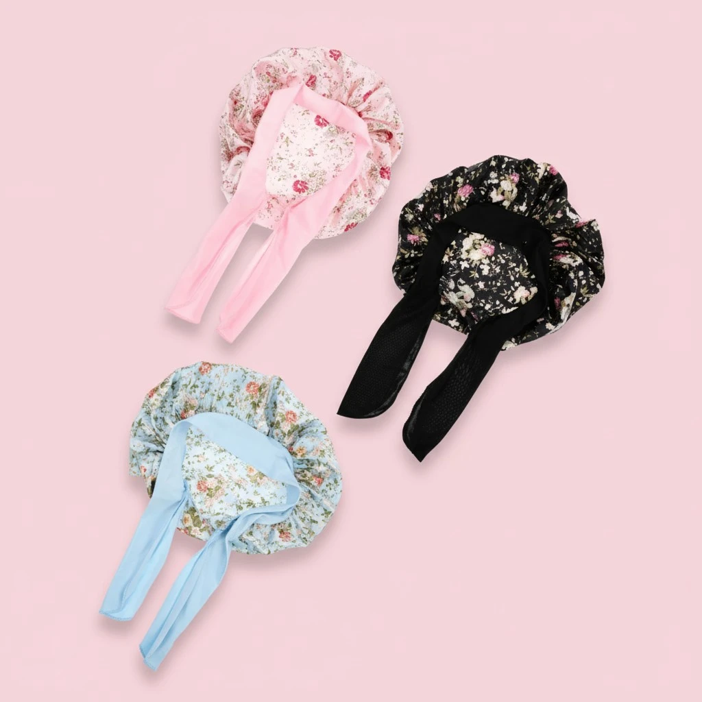 3pcs Practical Kid Bonnets Supple Satin Sleeping Hats Bathing Caps for Kids