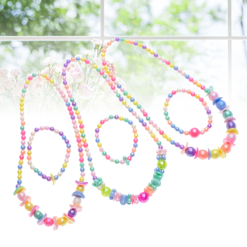 3 Sets Kids Lovely Necklace Bracelet Set Party Favor Play for Little Girls (Mixed Color)