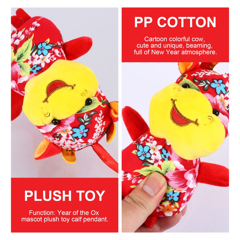 5pcs Chinese New Year Decorations Creative Ox Mascot Plush Toy Pendant