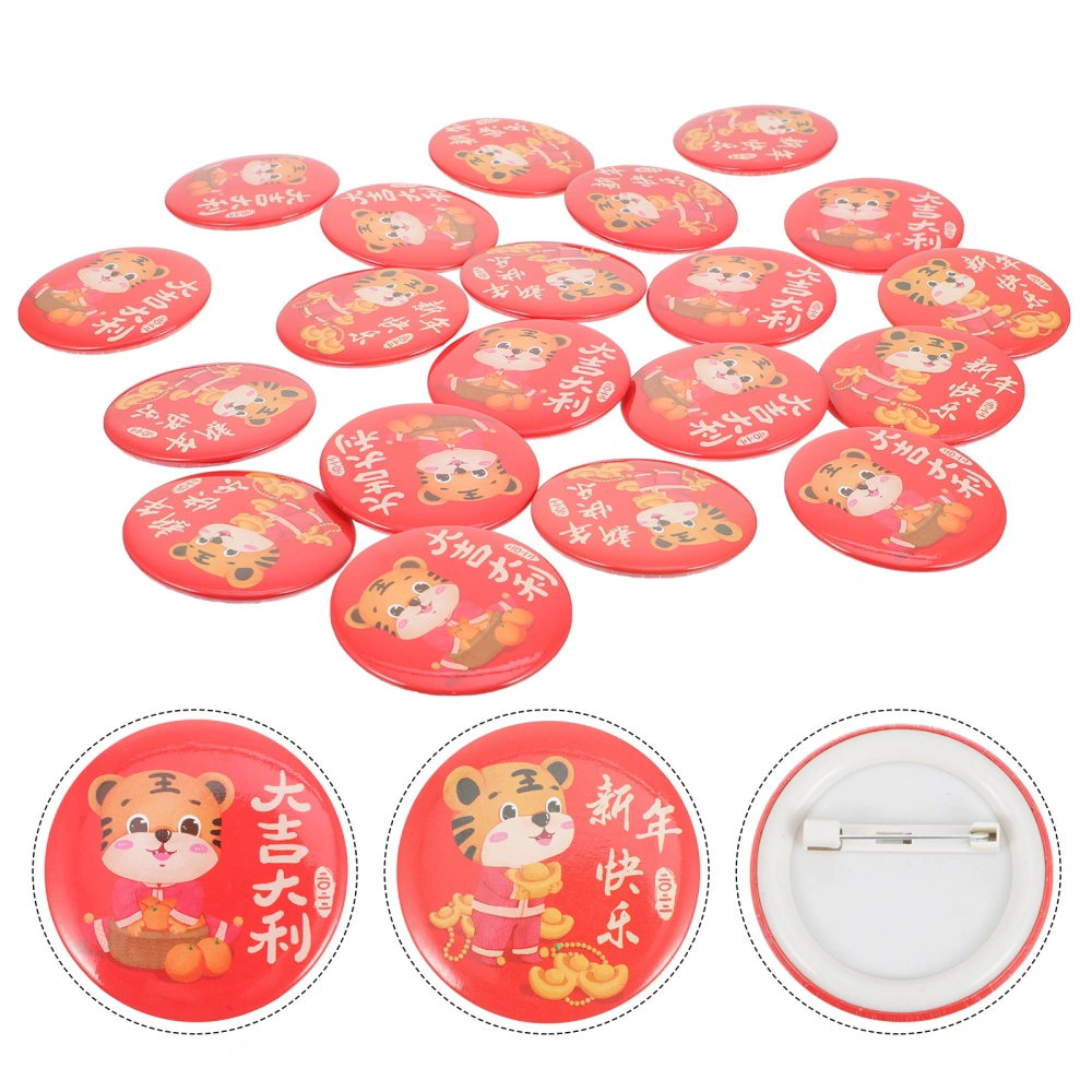 20pcs New Year Mascot Badges Kids Gift Breast Pin Cartoon Tiger Badges