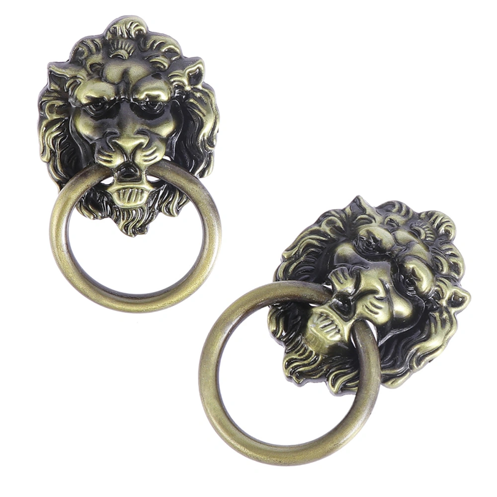 4pcs Drawer Cabinet Lion Head Pull Handle Knobs with Drawer Ring Door Rings Pull Handle Knobs for Home (Small Size)