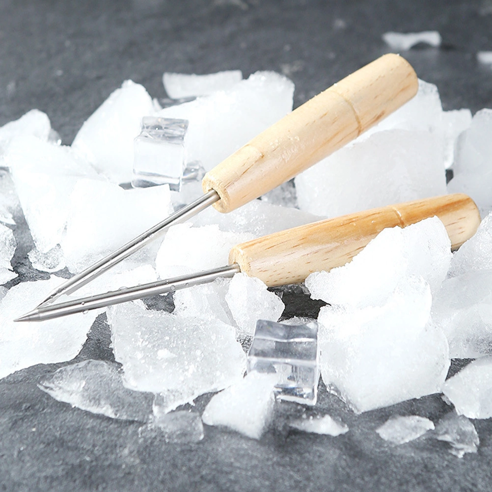 2 Pcs Stainless Steel Ice Picks Wooden Handle Ice Chisel Cold Chisel Pick Ice Pick Tool
