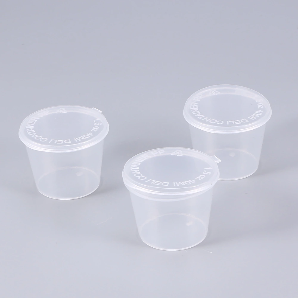 50PCS 40ml Disposable Plastic Portion Cups Clear Portion Container with Lids for Jelly Yogurt Mousses Sauce