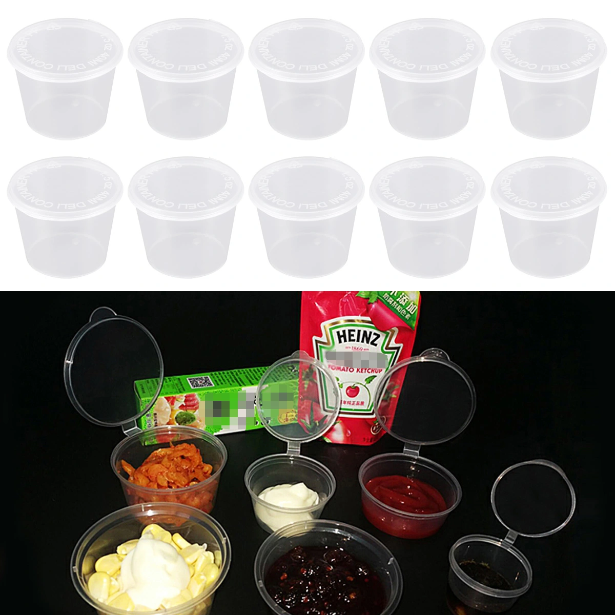 50PCS 40ml Disposable Plastic Portion Cups Clear Portion Container with Lids for Jelly Yogurt Mousses Sauce