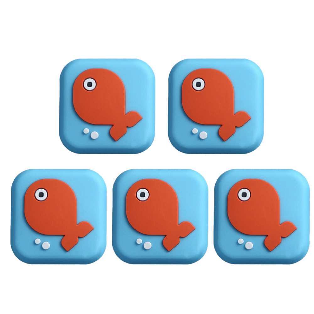 5PCS Cartoon Door Knob Wall Shield Self Adhesive Silicone Door Stopper Protector for Home (Fish)