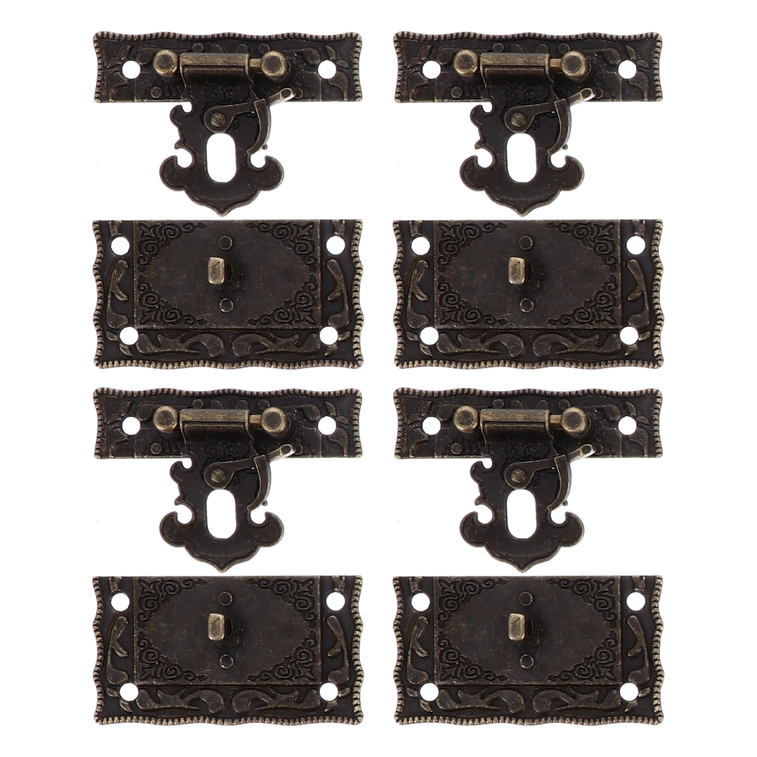 4 Pcs Retro Box Latches Case Locks Exquisite Jewelry Case Hasps (Bronze, S)