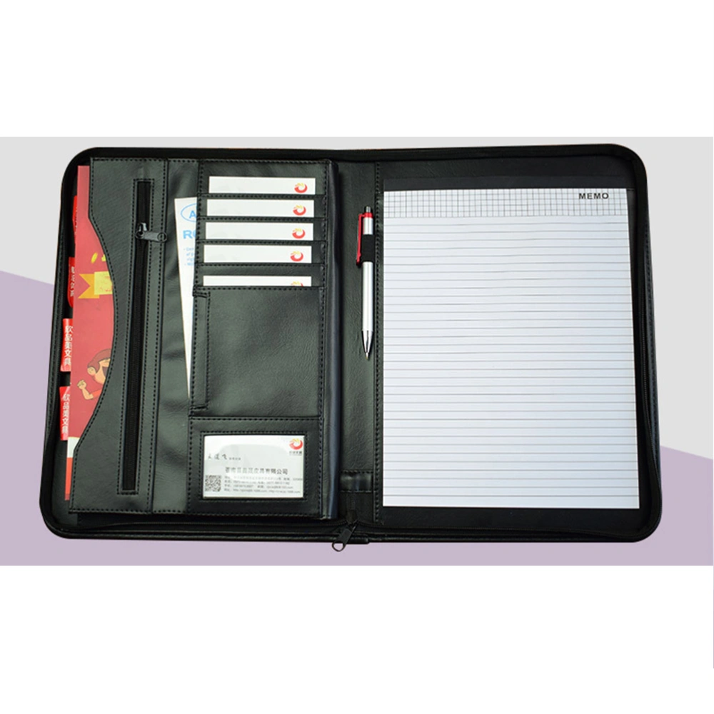 1PC A4 Multi-function Business Zipper Manager Folder Spot PU Folder Data Contract Package