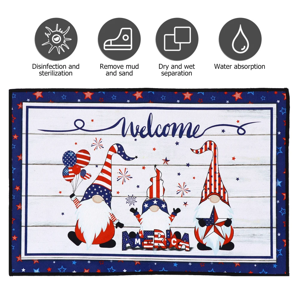 1Pc Independence Day Doormat Patriotic Door Mat American Flag Floor Mat