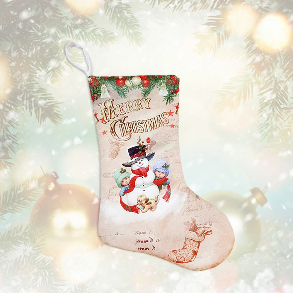 Christmas Socks Gift Candy Bag Christmas Decorations Printing Stockings Christmas Tree Hanging Ornaments (Pattern B)