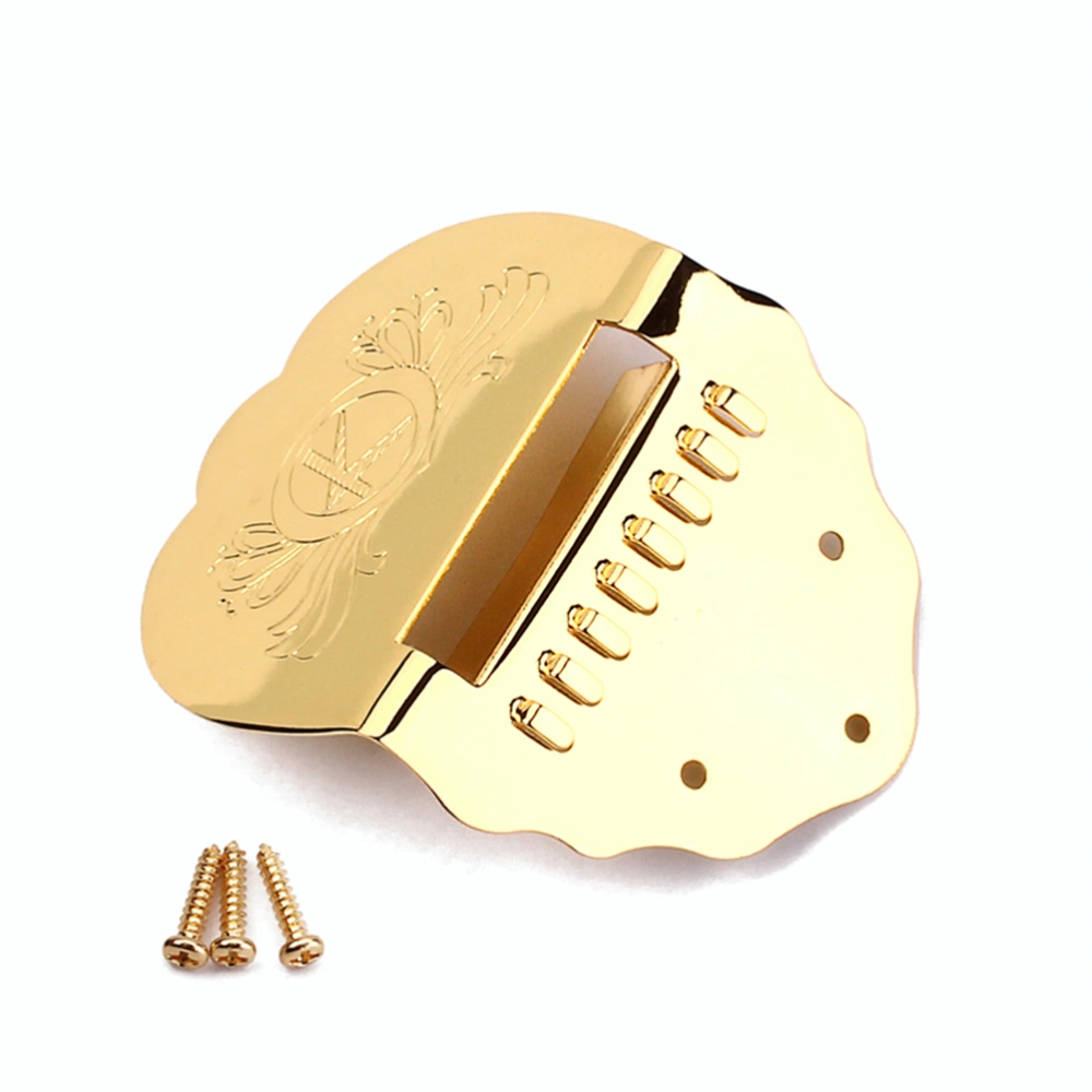 Triangle 8-String Mandolin Guitar Tailpiece with Screws for Mandolin Part Replacement Guitar Maker Flower Pattern B-49 - Gold