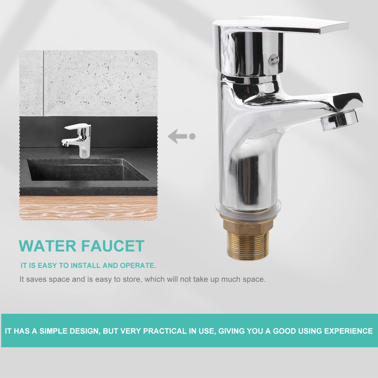 Faucet Single Hole Faucet Hot Cold Water Tap for Bathroom Toilet Kitchen Sink (Silver)
