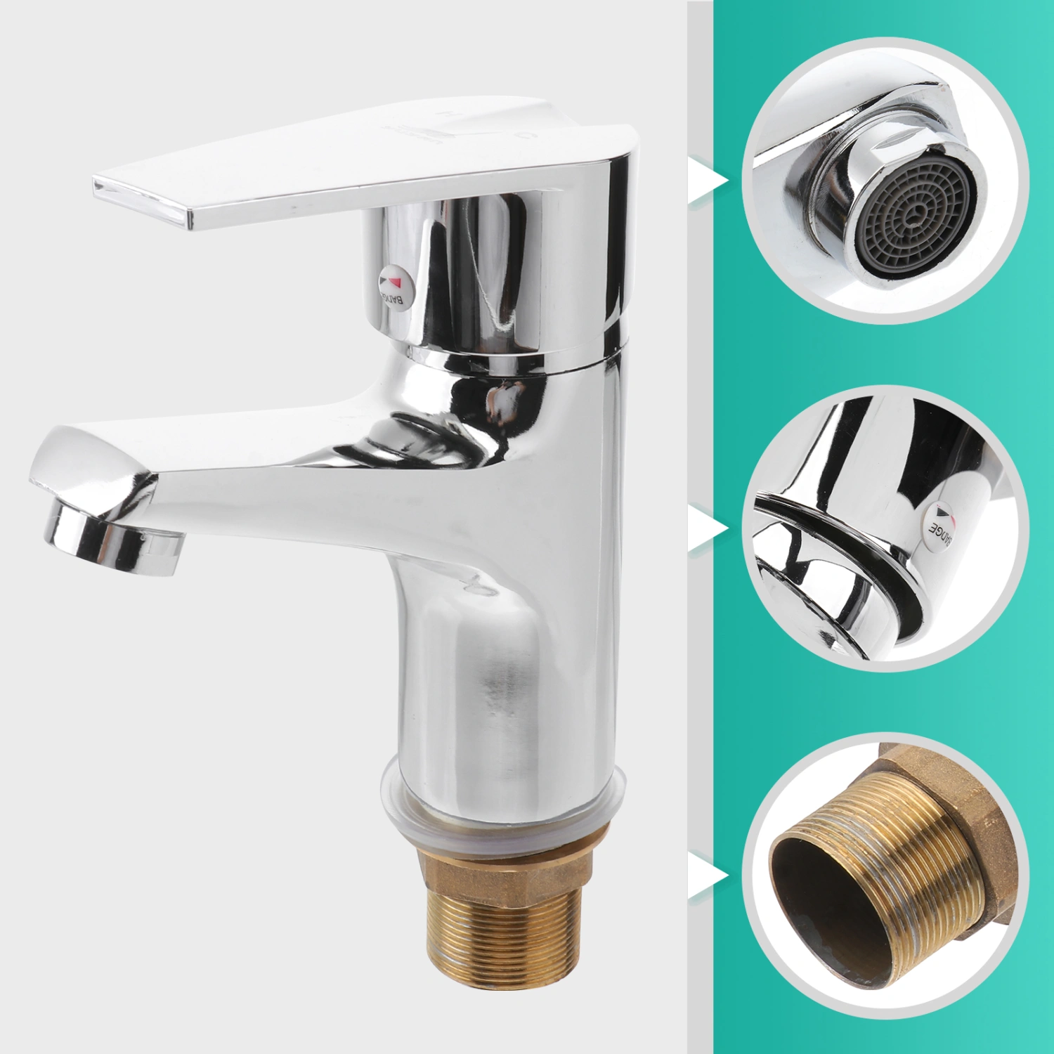 Faucet Single Hole Faucet Hot Cold Water Tap for Bathroom Toilet Kitchen Sink (Silver)