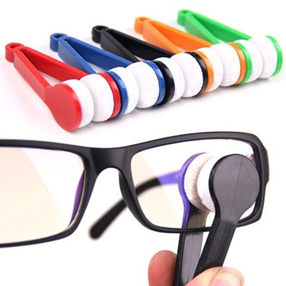 12pcs Mini Portable Sun Glasses Eyeglass Microfiber Spectacles Cleaner Brush Cleaning Tool (Random Color)