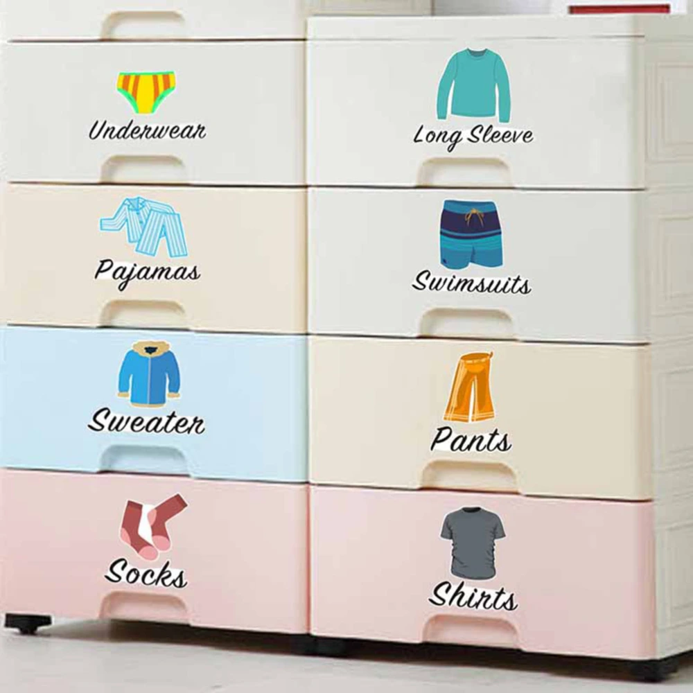 PVC Self-adhesive Paper Wardrobe Clothing Classification Label Sticker Decals for Bedroom (Assorted Color)