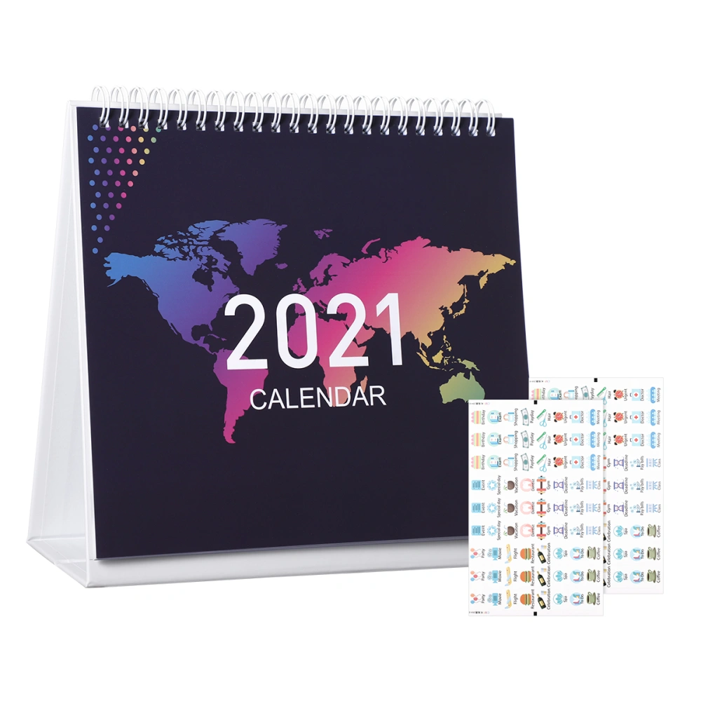 STOBOK 2021 Desk Calendar 12 Months Standing Calendar Runs from January 2021 to 2021 Daily Planner 2021 Full Year Calendar Bonus 2 Sheets/144pcs Stickers for Home & Office