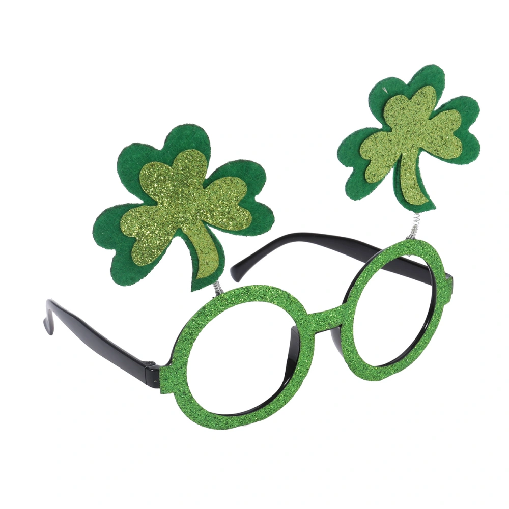 St Patrick's Day Glitter Powder Shamrock Glasses Non-woven Fabrics Glassess Costume Face Wear Accessory for Party Decoration