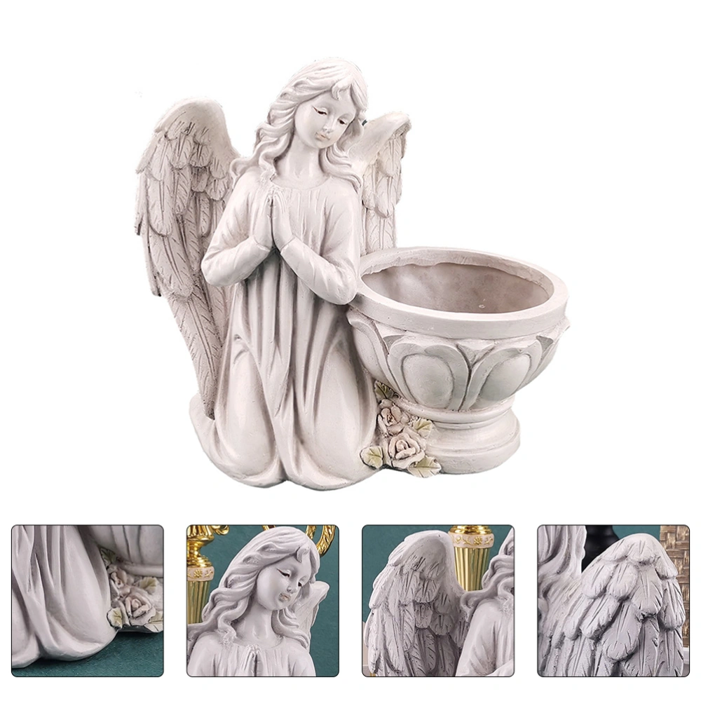 1Pc Resin Angel Craft Adornment Home Decorative Artware Chic Flowerpot White