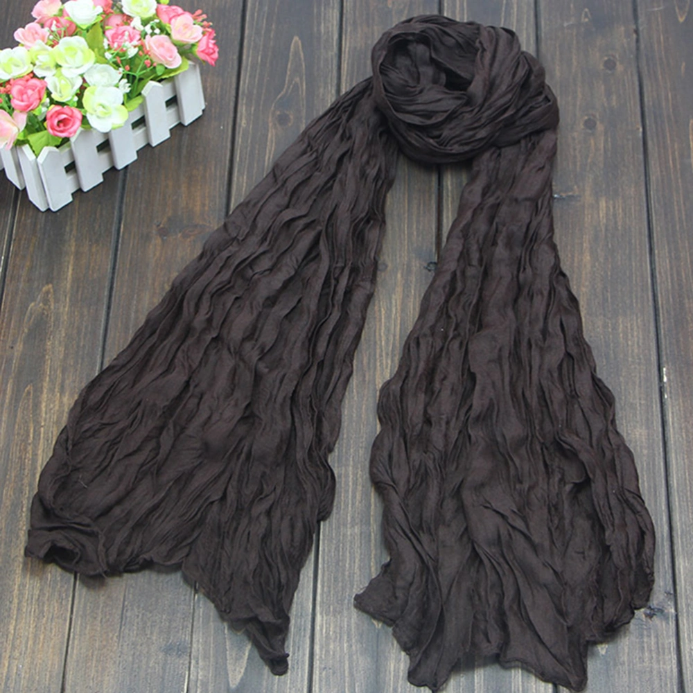 Fashion Women Voile Autumn Winter Solid Color Long Scarf Lightweight Scarf Sheer Wrap Shawl for Clothes Decoration (Coffee)