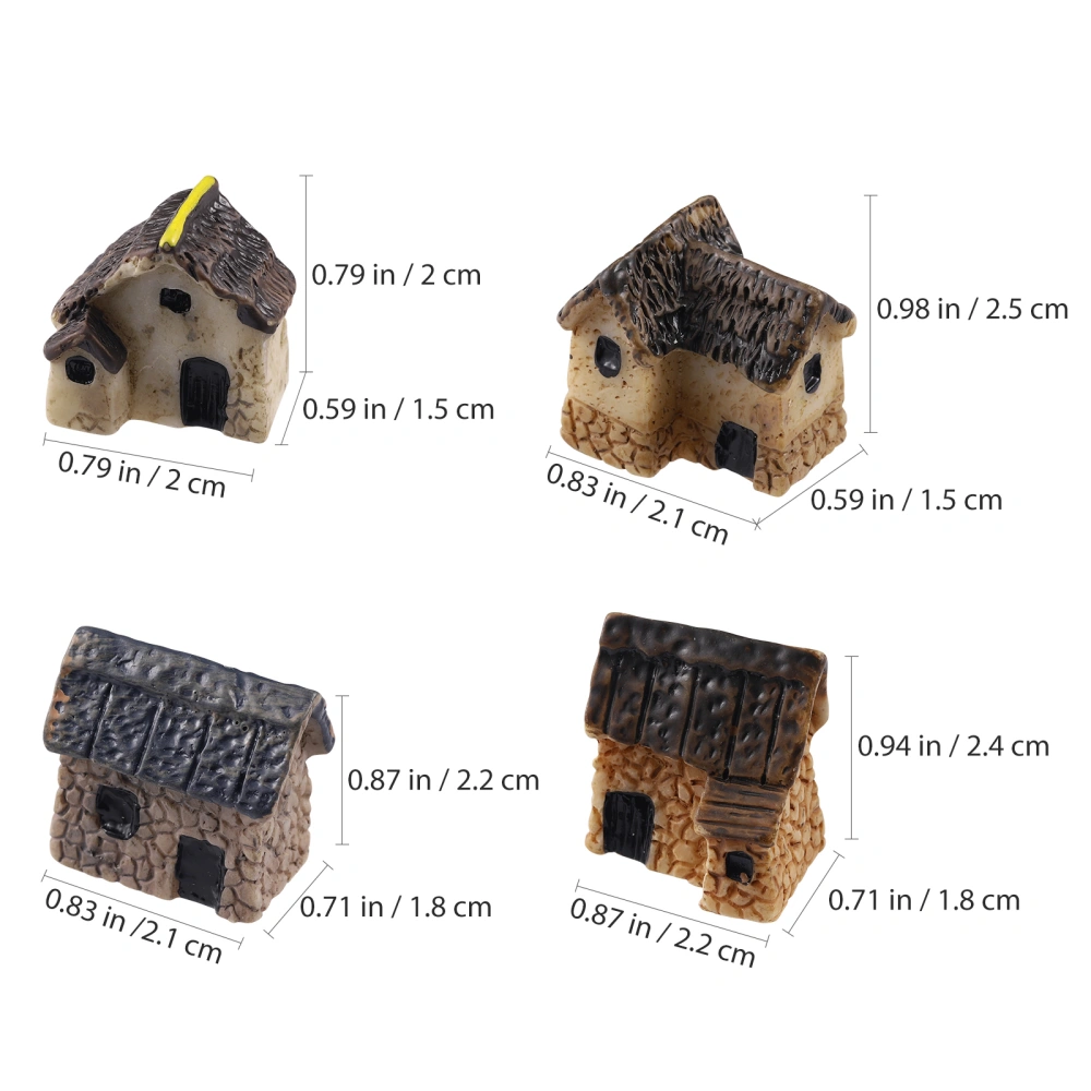 Garneck 4PCS Miniature Gardening Landscape Micro Village Stone Houses Thatched Huts DIY Bonsai Home Furnishings for Fairy Garden Decoration