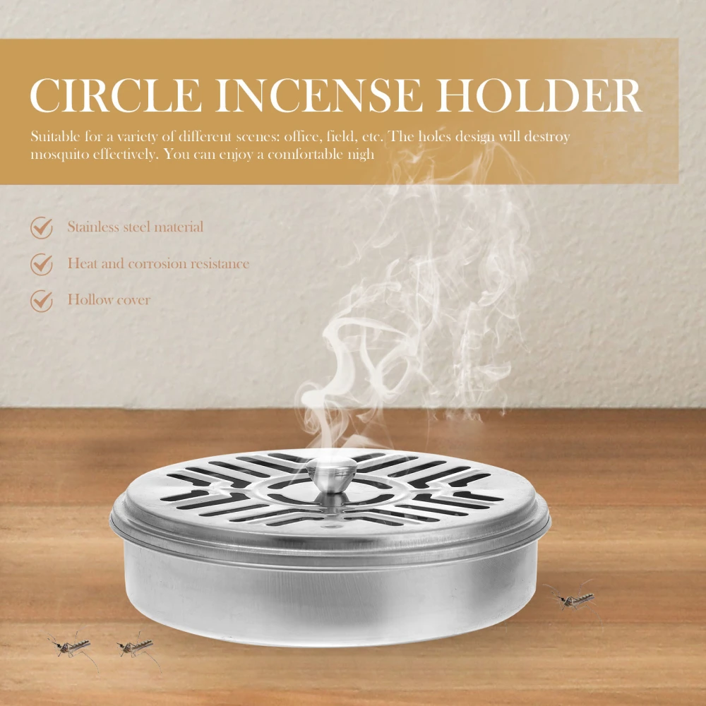 2Pcs Stainless Steel Mosquito Coil Box Portable Mosquito Coil Holder (Silver)