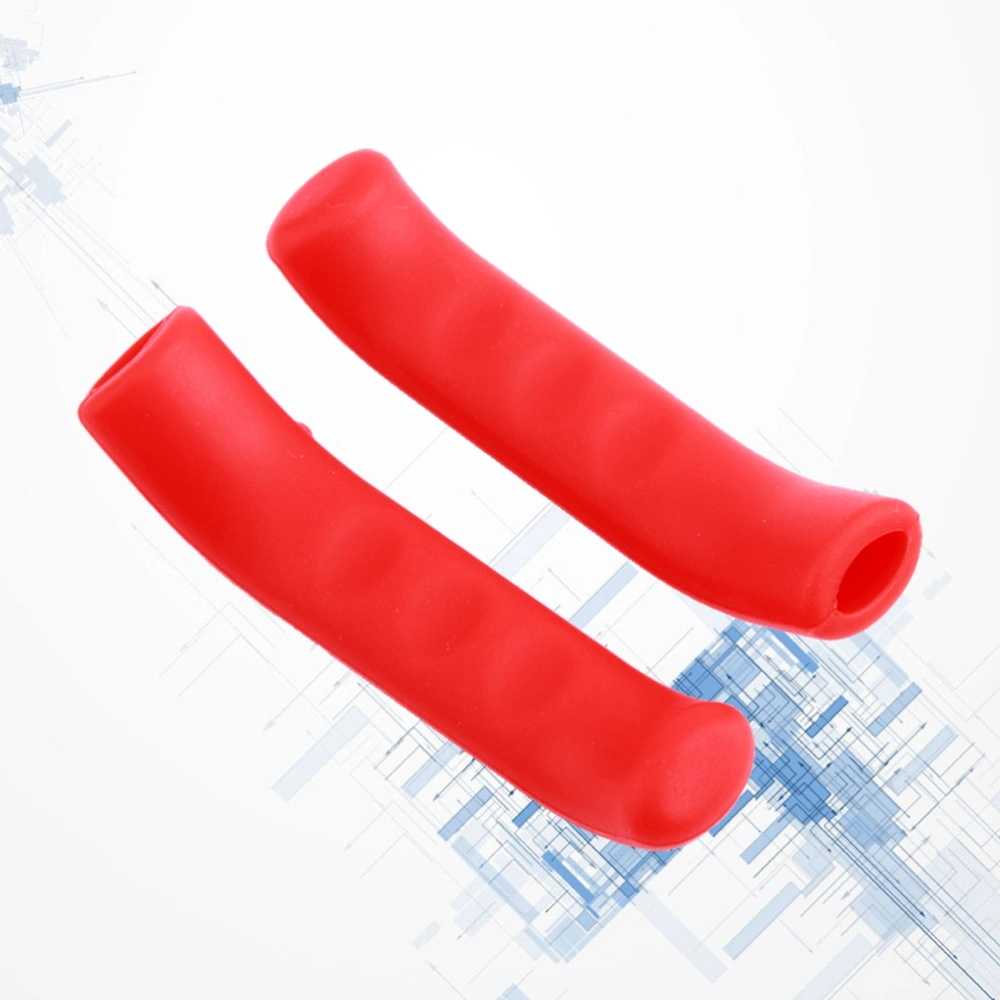 1 pair of Brake Cover Silicone Hand Brake Protective Cover Beach Cruiser Mountain Bike Handlebar Grips (Red)