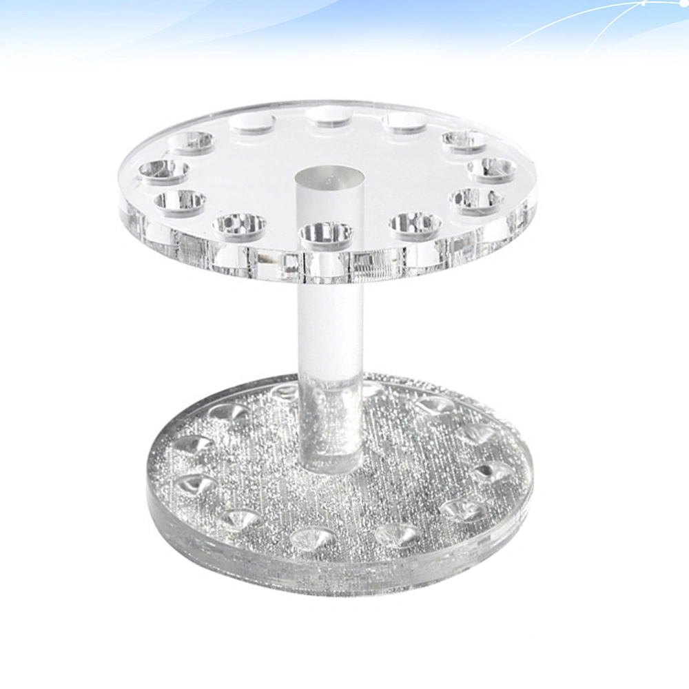 1Pc Round Sahped Nail Art Pen Holder Nail Art Tools UV Gel Brush Polish Pen Rest Holders Stands (Silver Transparent)