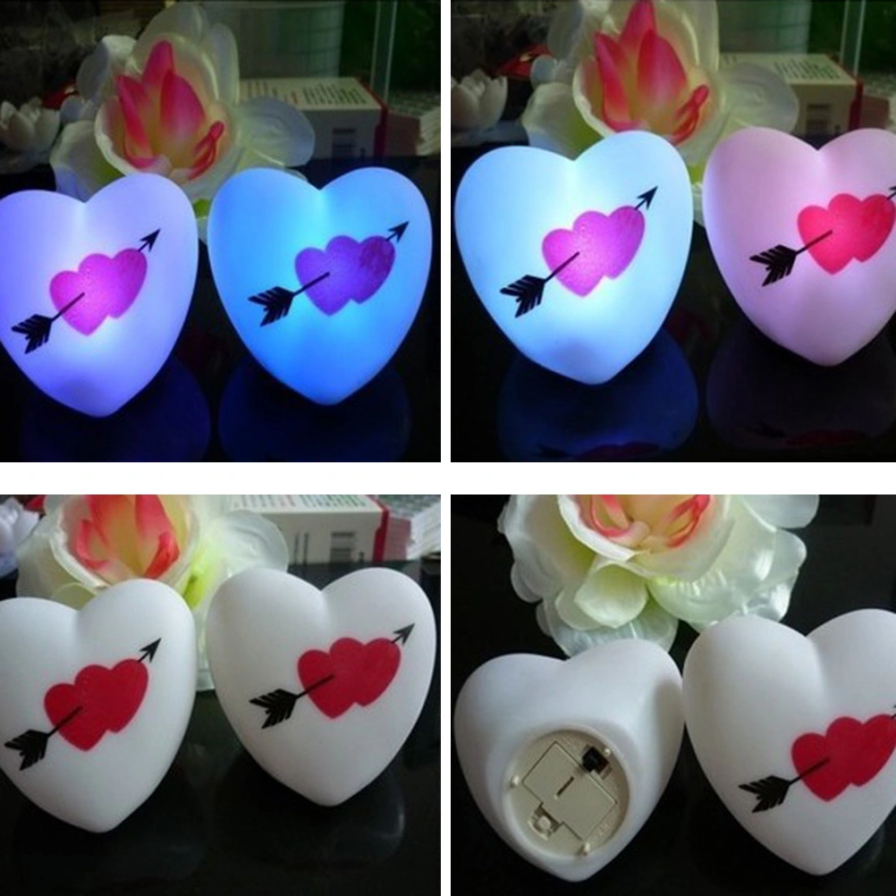3PCS Romantic Colorful Heart Shape LED Light Love Heart Arrow Pattern Night Light Lamp Wedding Decoration Lovers Couple Gifts