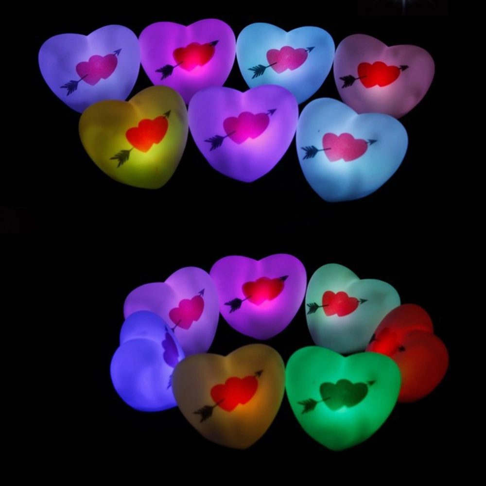 3PCS Romantic Colorful Heart Shape LED Light Love Heart Arrow Pattern Night Light Lamp Wedding Decoration Lovers Couple Gifts