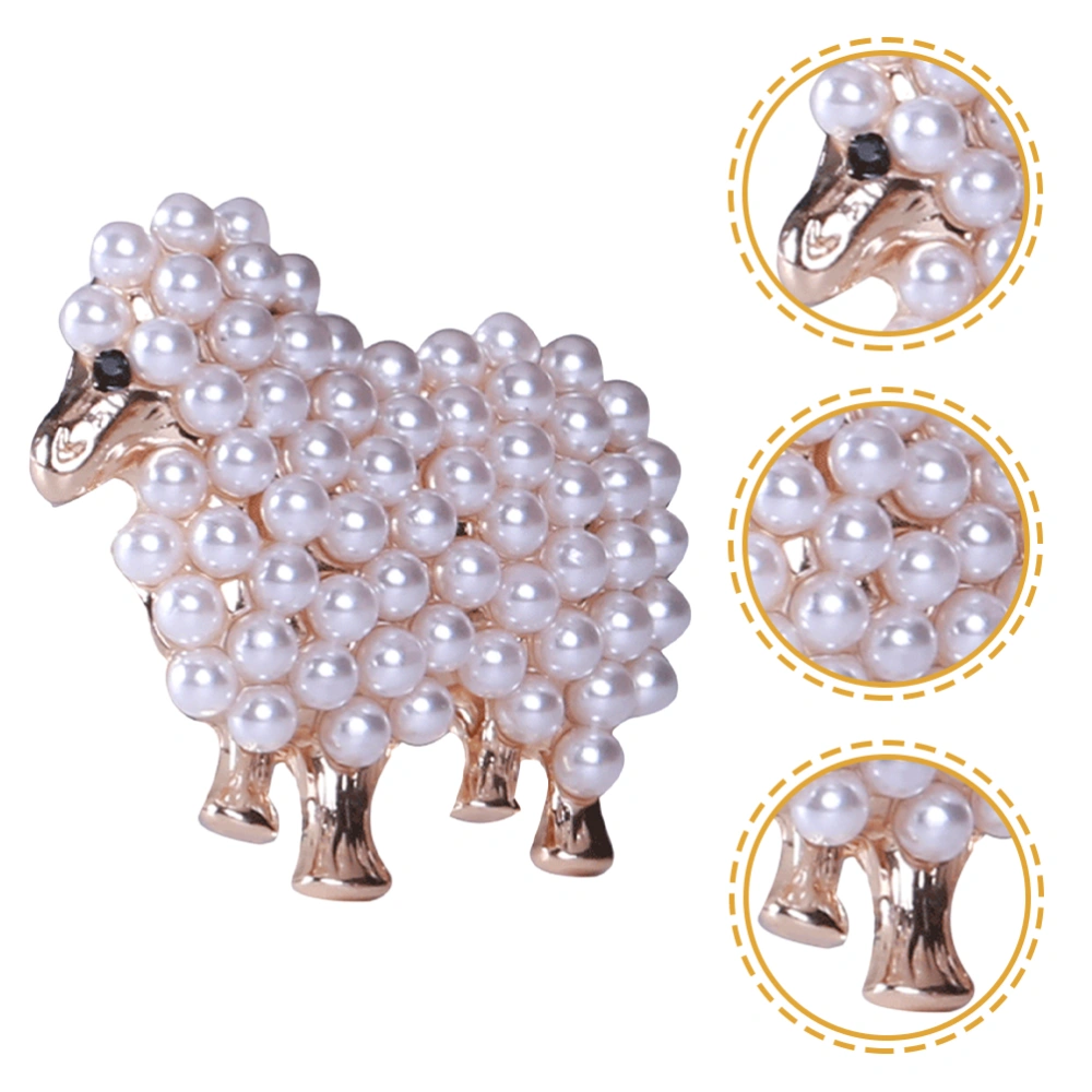 Sheep Pin Pearl Brooch Animal Brooch Pin Decorative Brooch Women Clothing Accessory