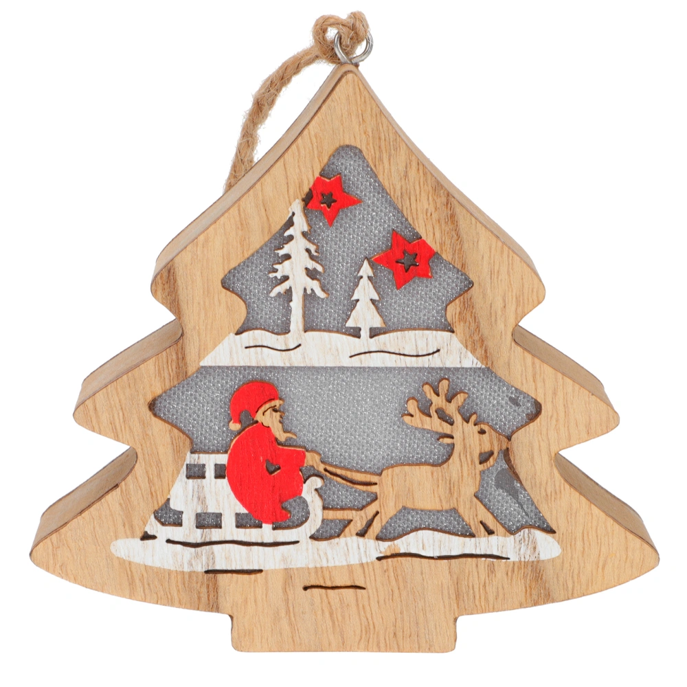 1Pc Christmas Themed Luminous Pendant Tree Hanging Light Chic Wooden Craft