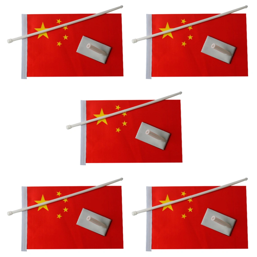 5Pcs Car Chinese National Flag Adhesive Flag Waterproof Small National Flag Red