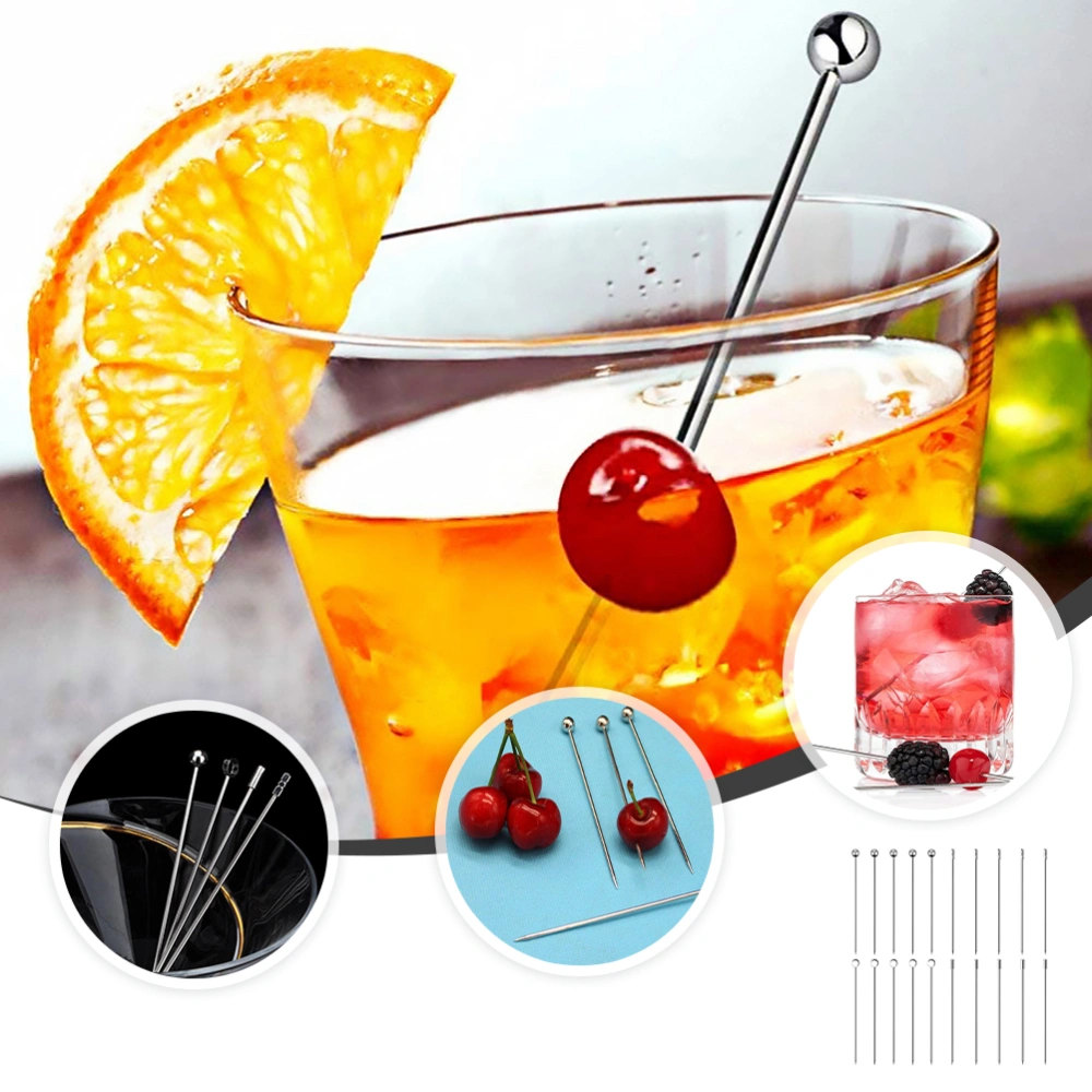 20pcs Stainless Steel Pick Fruit Pick Chic Cocktail Pick Cocktail Stick