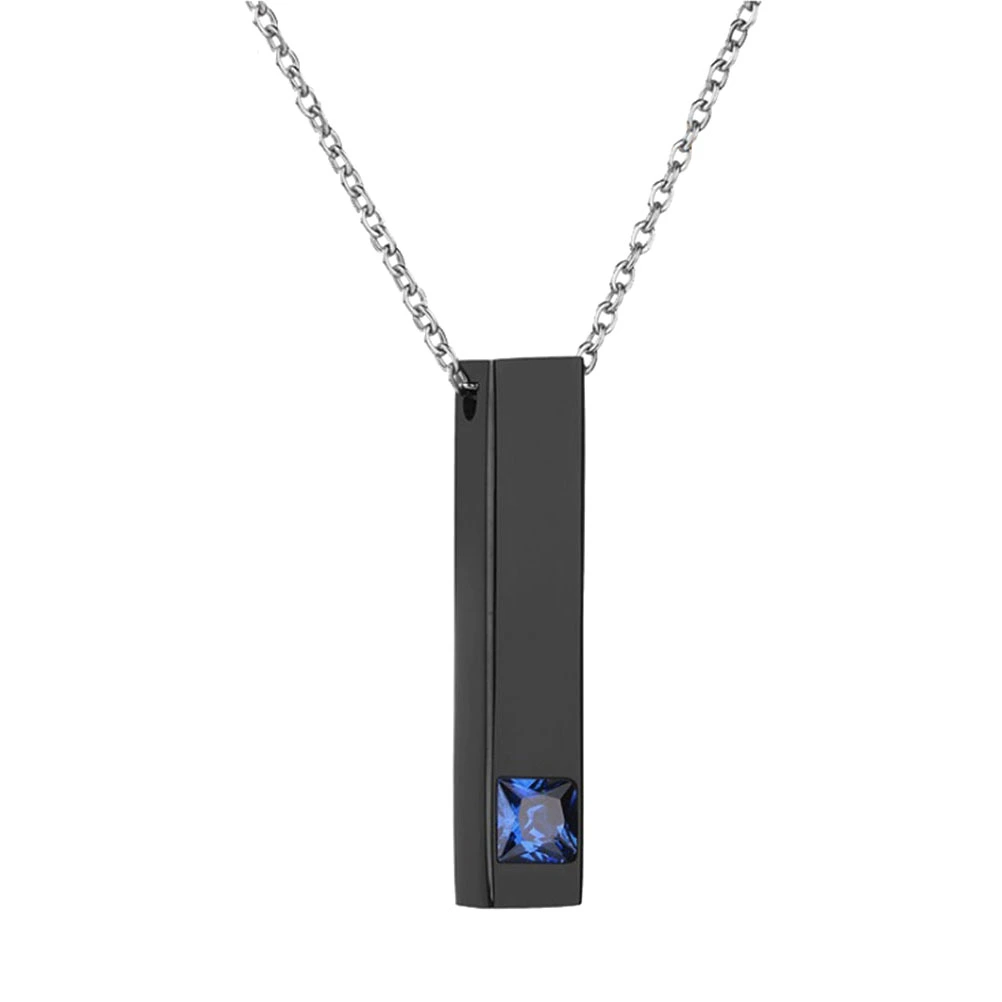 Lovers Cylinder Shaped Neck Pendants Couple Neck Jewelry Romantic Zircon Neck Decoration Gift (Men Style Black)