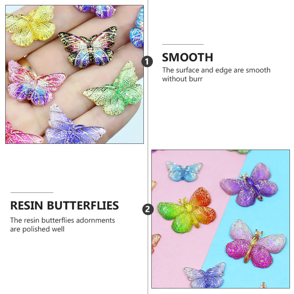 20Pcs DIY Butterflies Accessories Lifelike Butterflies Adornments Resin Decor