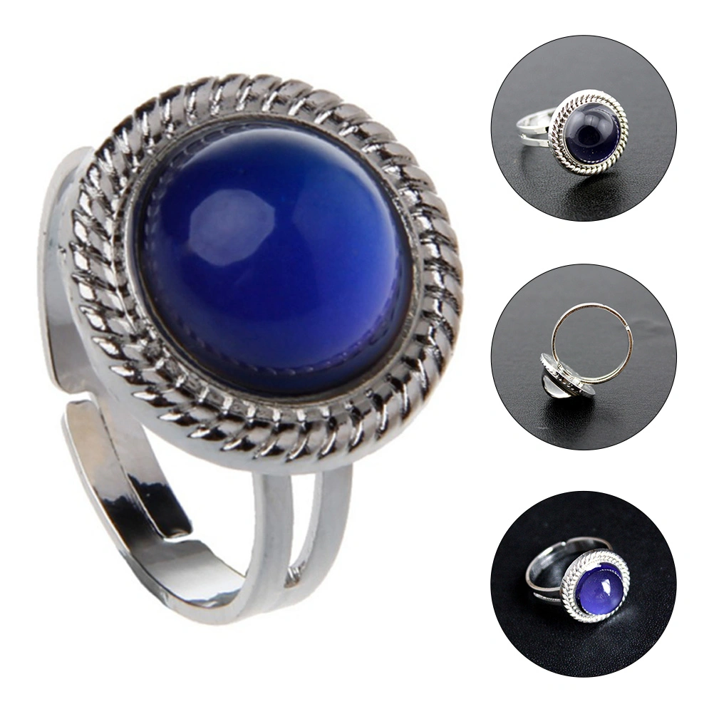 Smart Temperature Gemstone Ring Color Change Ring Hand Jewelry Adjustable Ring