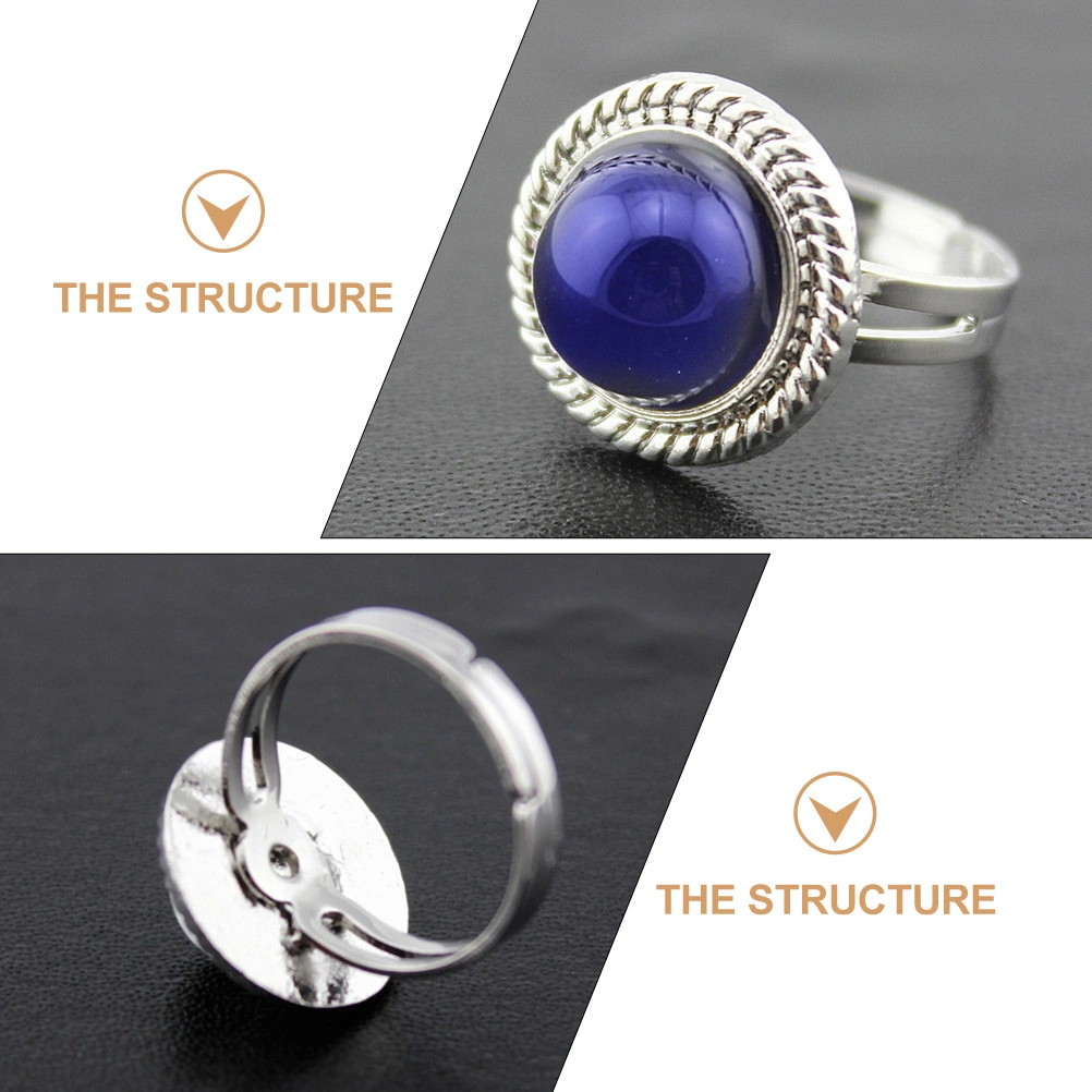 Smart Temperature Gemstone Ring Color Change Ring Hand Jewelry Adjustable Ring