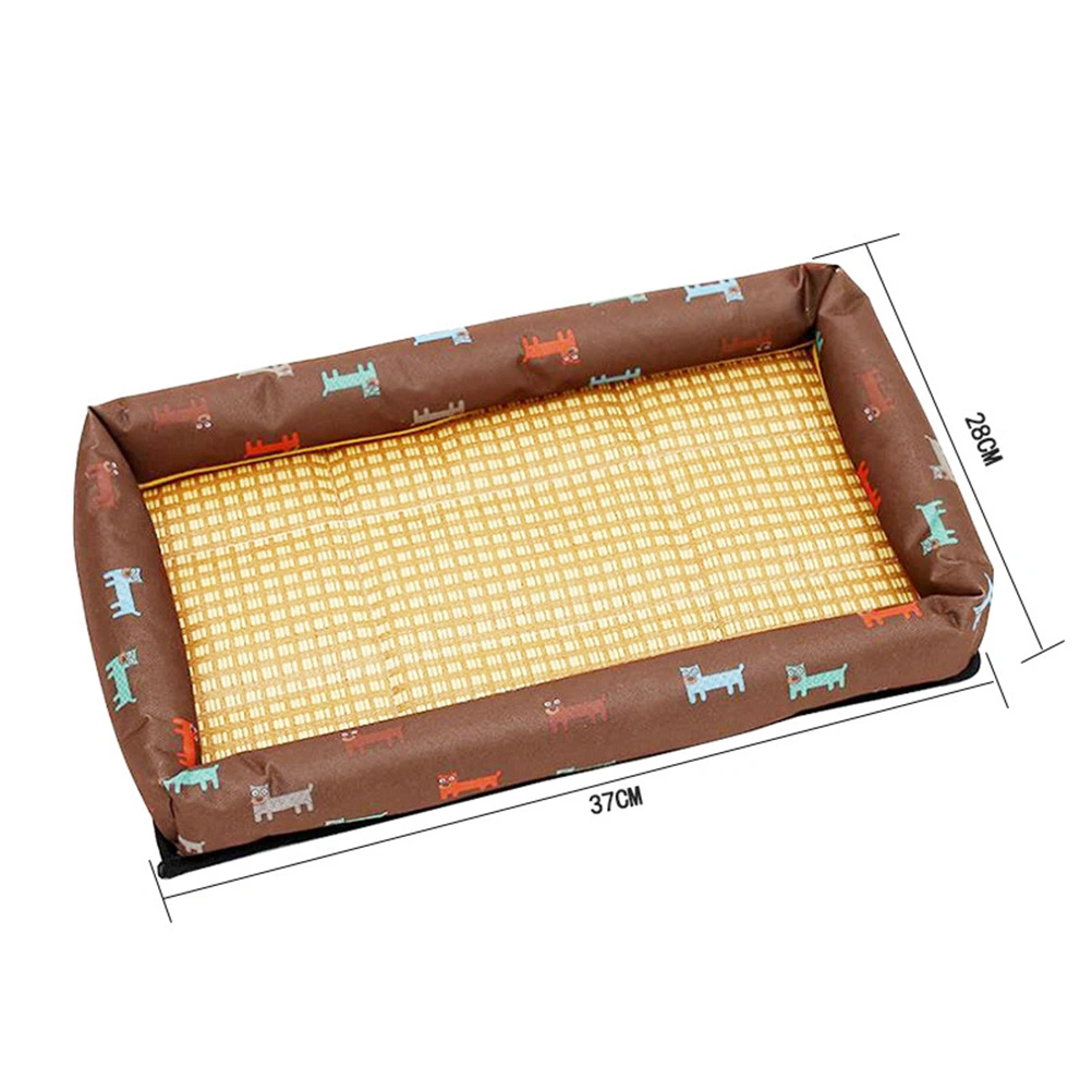 Pet Cooling Mat Summer Rattan Grass Pet Seat Pad Summer Cooling Cushion Cozy Sleeping Pad for Pet Dog (Size S, Beige)