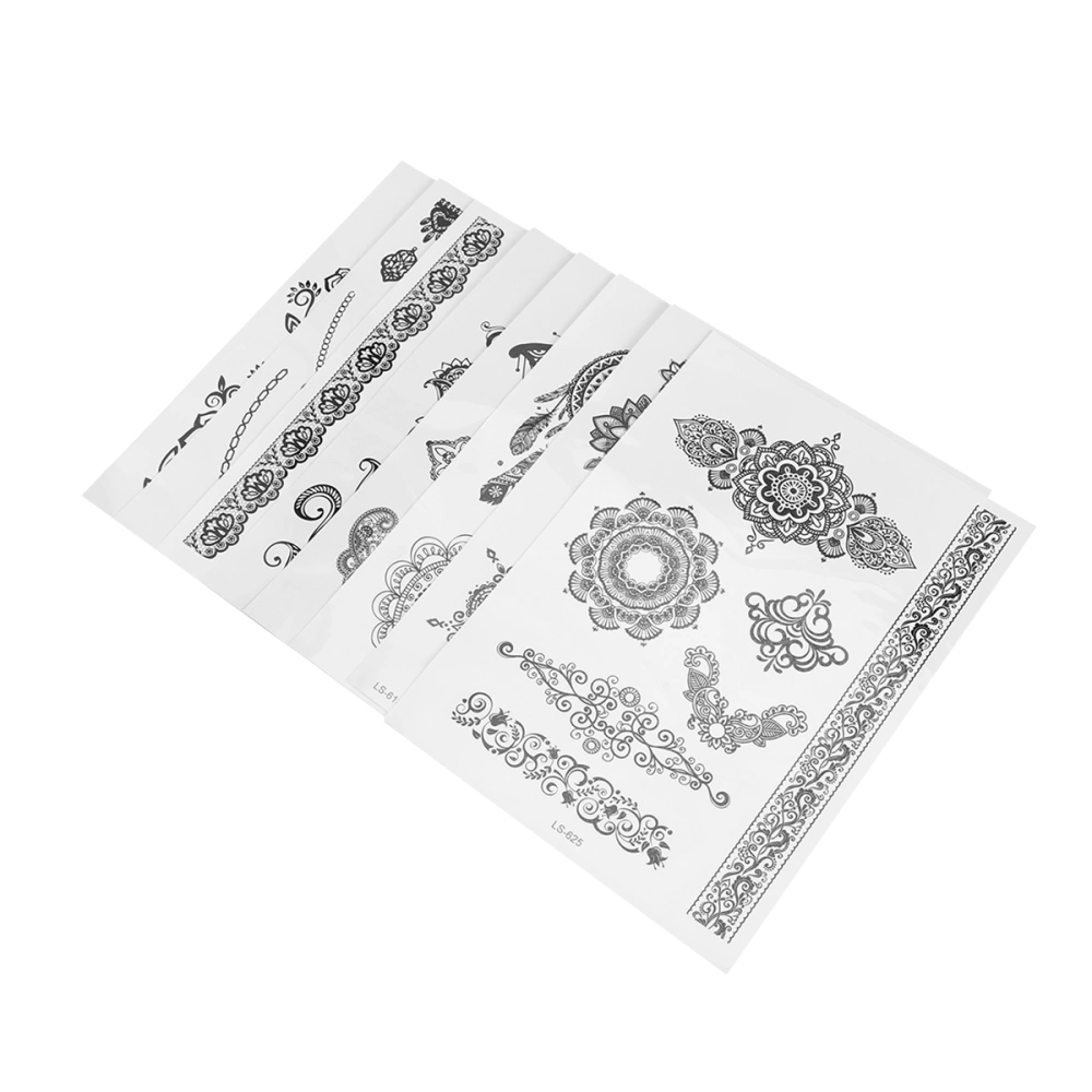 8 Sheet Women Temporary Tattoos Lace Sexy Fake Tattoos Black Art Stickers