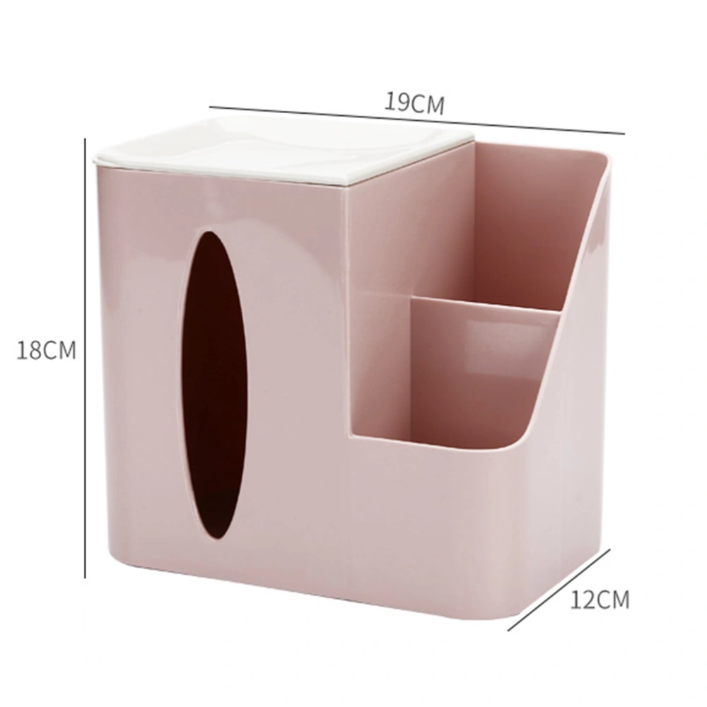 Simple Desktop Organizer Plastic Tissue Box Holder Sundries Container for Home Office (Pink)