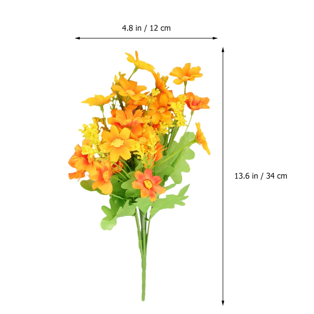 3Pcs 28-Cluster Artificial Daisy Bouquet Plastic Marguerite Flower for Home Wedding Chrysanthemum Bunch Plastic Mum Flower Cluster (Orange)