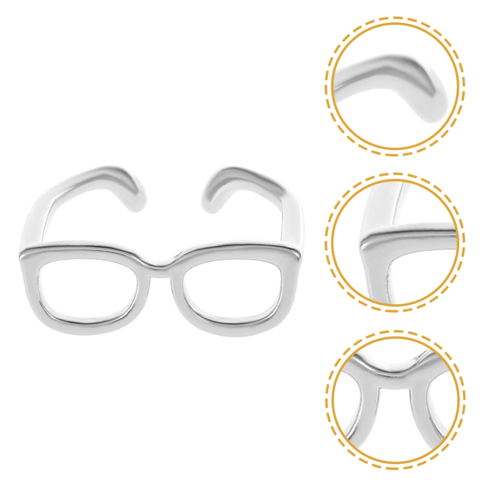 Eyeglass Shape Open Ring Small Adjustable Open Rings Fashion Accessory for Women Girls