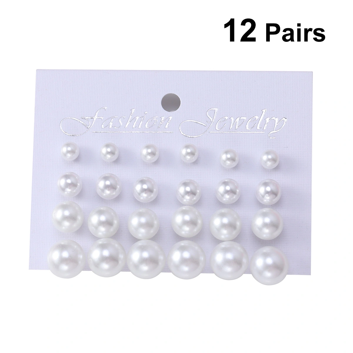12Pairs Women Pearls Earrings Geometric Type Lightweight Ear Rings Jewelry Decor Hypoallergenic Composite Faux Pearl Earrings Pack (White)