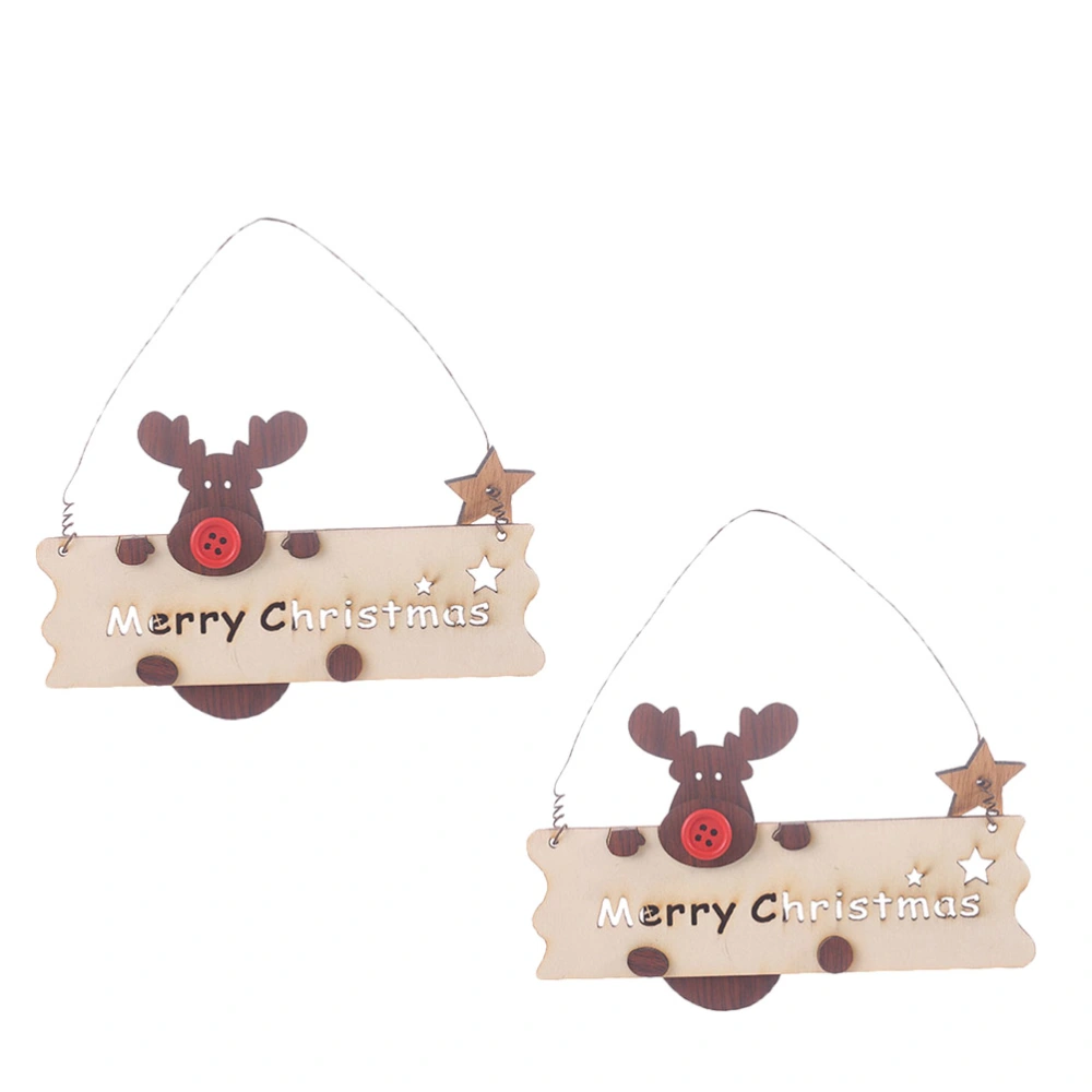 2PCS MERRY CHRISTMAS Letter Ornament Wooden Sign Pendant Hanging Decoration (Wood Color)