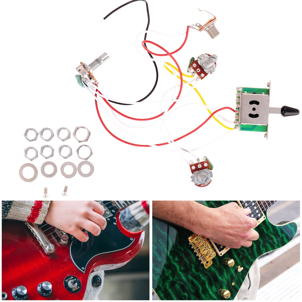 Guitar Circuit Wiring Electric Guitar Circuit Assembly Five-speed Switch Socket Electric Guitar Supplies (Black)