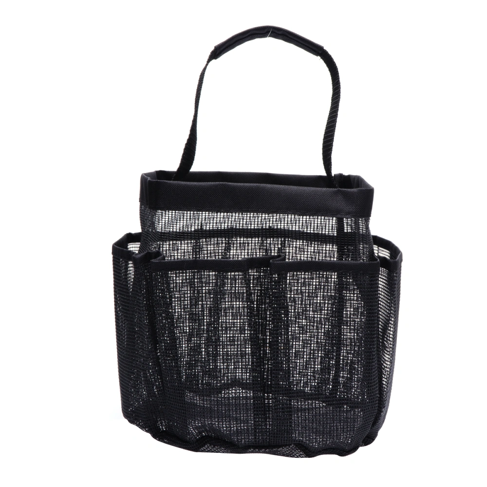 8 Pockets Oxford Cloth Mesh Storage Tote Bag Organizer Durable Bathroom Storage Bag Pouch Toilet Washing Bag for Cosmetics Toiletries Towels Brushes Toys(Black)